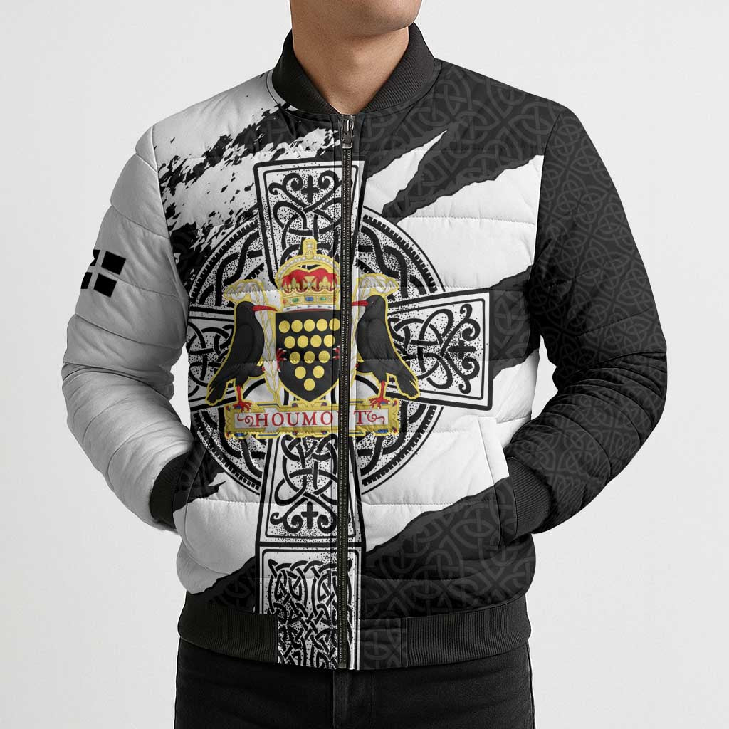 Cornwall Celtic Cross Bomber Puffer Jacket Coat Of Arms - Wonder Print Shop