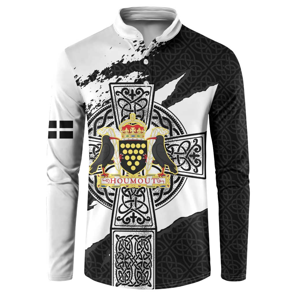 Cornwall Celtic Cross Button Sweatshirt Coat Of Arms - Wonder Print Shop
