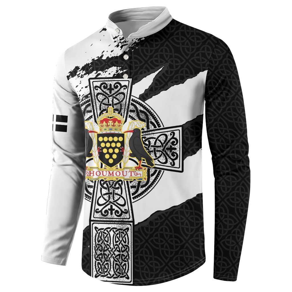 Cornwall Celtic Cross Button Sweatshirt Coat Of Arms - Wonder Print Shop