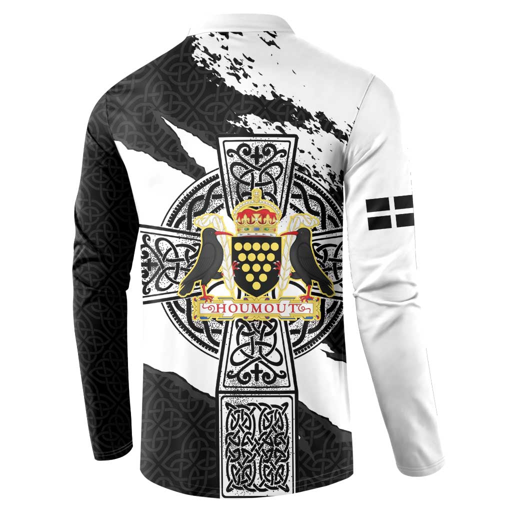 Cornwall Celtic Cross Button Sweatshirt Coat Of Arms - Wonder Print Shop