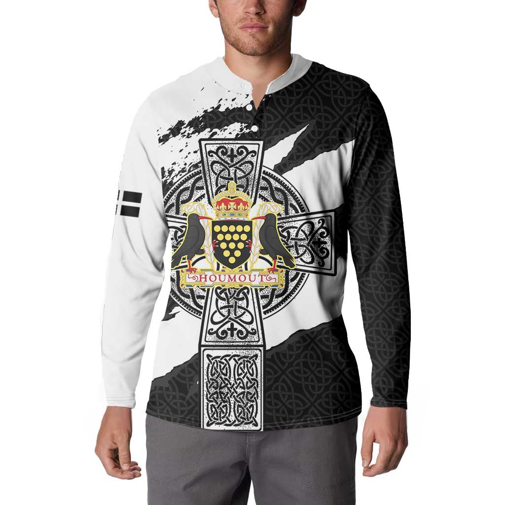 Cornwall Celtic Cross Button Sweatshirt Coat Of Arms - Wonder Print Shop