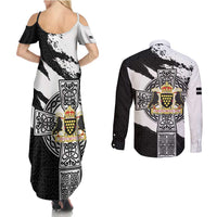 Cornwall Celtic Cross Couples Matching Summer Maxi Dress and Long Sleeve Button Shirt Coat Of Arms - Wonder Print Shop
