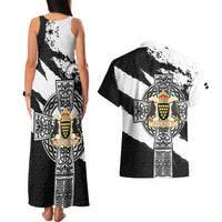 Cornwall Celtic Cross Couples Matching Tank Maxi Dress and Hawaiian Shirt Coat Of Arms - Wonder Print Shop