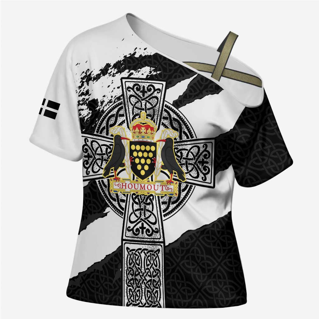 Cornwall Celtic Cross Cross Shoulder Shirt Coat Of Arms - Wonder Print Shop