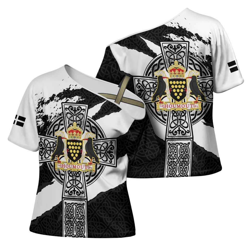Cornwall Celtic Cross Cross Shoulder Shirt Coat Of Arms - Wonder Print Shop