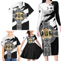 Cornwall Celtic Cross Family Matching Long Sleeve Bodycon Dress and Hawaiian Shirt Coat Of Arms - Wonder Print Shop