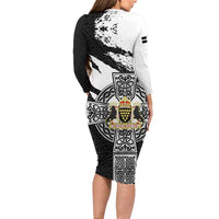 Cornwall Celtic Cross Family Matching Long Sleeve Bodycon Dress and Hawaiian Shirt Coat Of Arms - Wonder Print Shop
