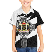 Cornwall Celtic Cross Family Matching Long Sleeve Bodycon Dress and Hawaiian Shirt Coat Of Arms - Wonder Print Shop