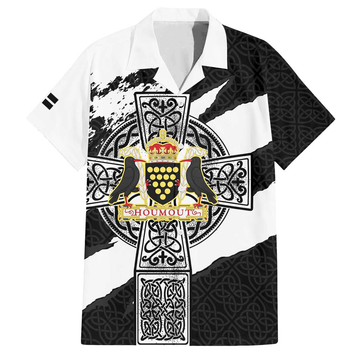Cornwall Celtic Cross Family Matching Off The Shoulder Long Sleeve Dress and Hawaiian Shirt Coat Of Arms - Wonder Print Shop