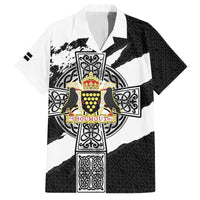 Cornwall Celtic Cross Family Matching Off The Shoulder Long Sleeve Dress and Hawaiian Shirt Coat Of Arms - Wonder Print Shop