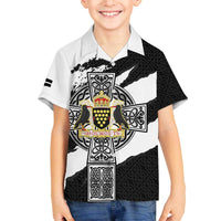 Cornwall Celtic Cross Family Matching Off The Shoulder Long Sleeve Dress and Hawaiian Shirt Coat Of Arms - Wonder Print Shop