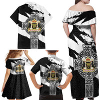 Cornwall Celtic Cross Family Matching Off Shoulder Maxi Dress and Hawaiian Shirt Coat Of Arms - Wonder Print Shop
