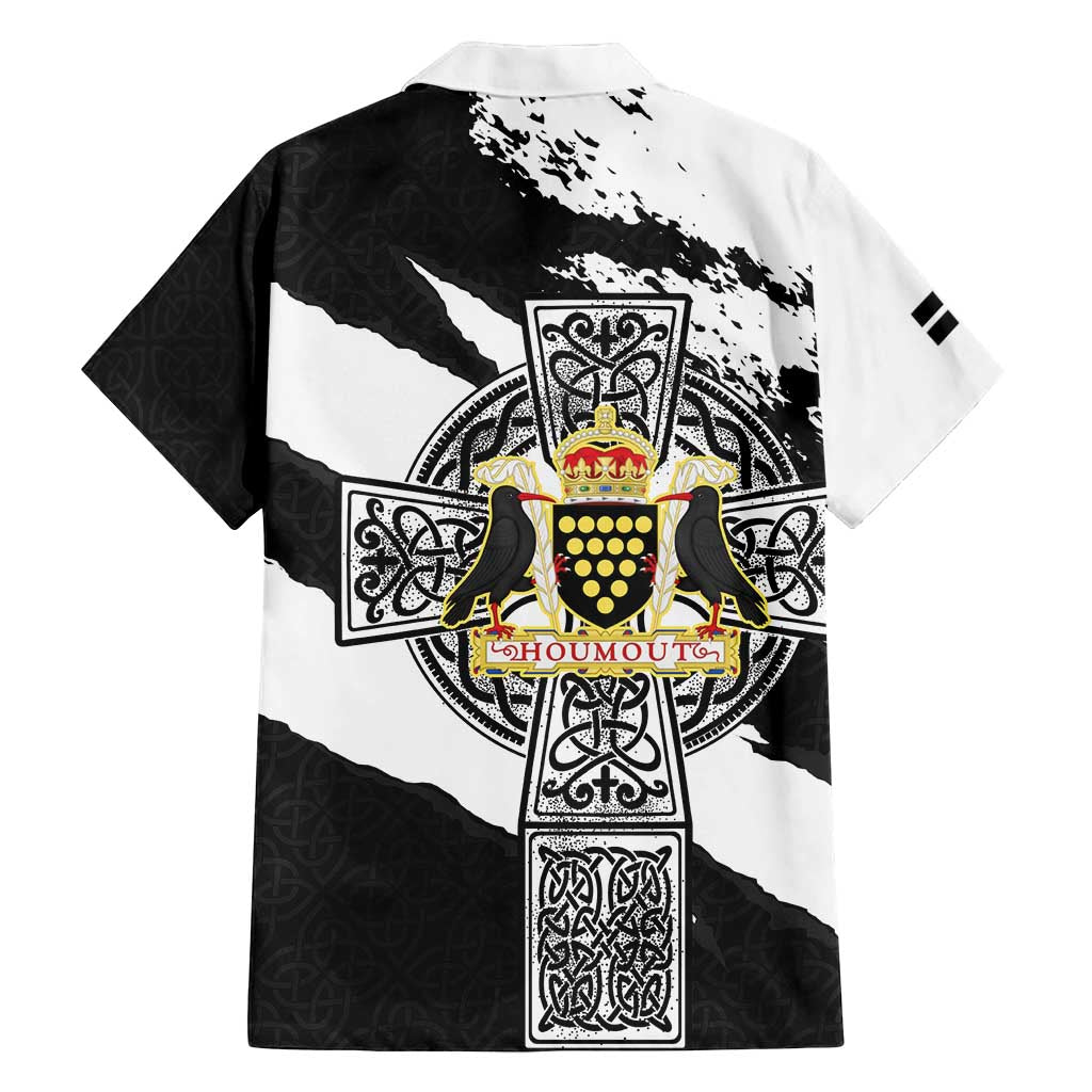 Cornwall Celtic Cross Family Matching Off Shoulder Maxi Dress and Hawaiian Shirt Coat Of Arms - Wonder Print Shop