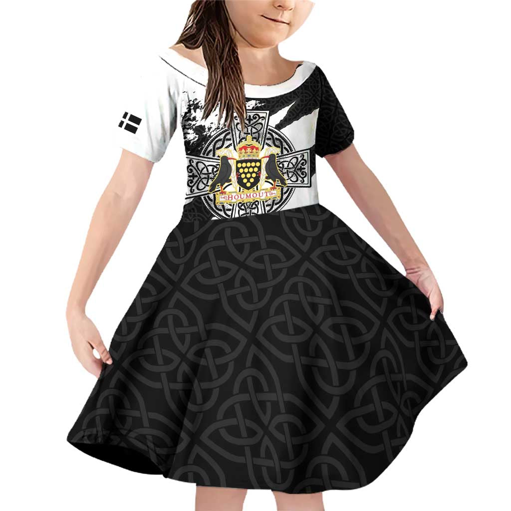Cornwall Celtic Cross Family Matching Off Shoulder Short Dress and Hawaiian Shirt Coat Of Arms - Wonder Print Shop