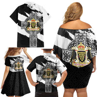 Cornwall Celtic Cross Family Matching Off Shoulder Short Dress and Hawaiian Shirt Coat Of Arms - Wonder Print Shop