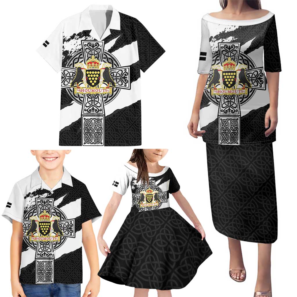 Cornwall Celtic Cross Family Matching Puletasi and Hawaiian Shirt Coat Of Arms - Wonder Print Shop