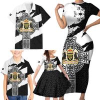 Cornwall Celtic Cross Family Matching Short Sleeve Bodycon Dress and Hawaiian Shirt Coat Of Arms - Wonder Print Shop