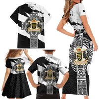 Cornwall Celtic Cross Family Matching Short Sleeve Bodycon Dress and Hawaiian Shirt Coat Of Arms - Wonder Print Shop