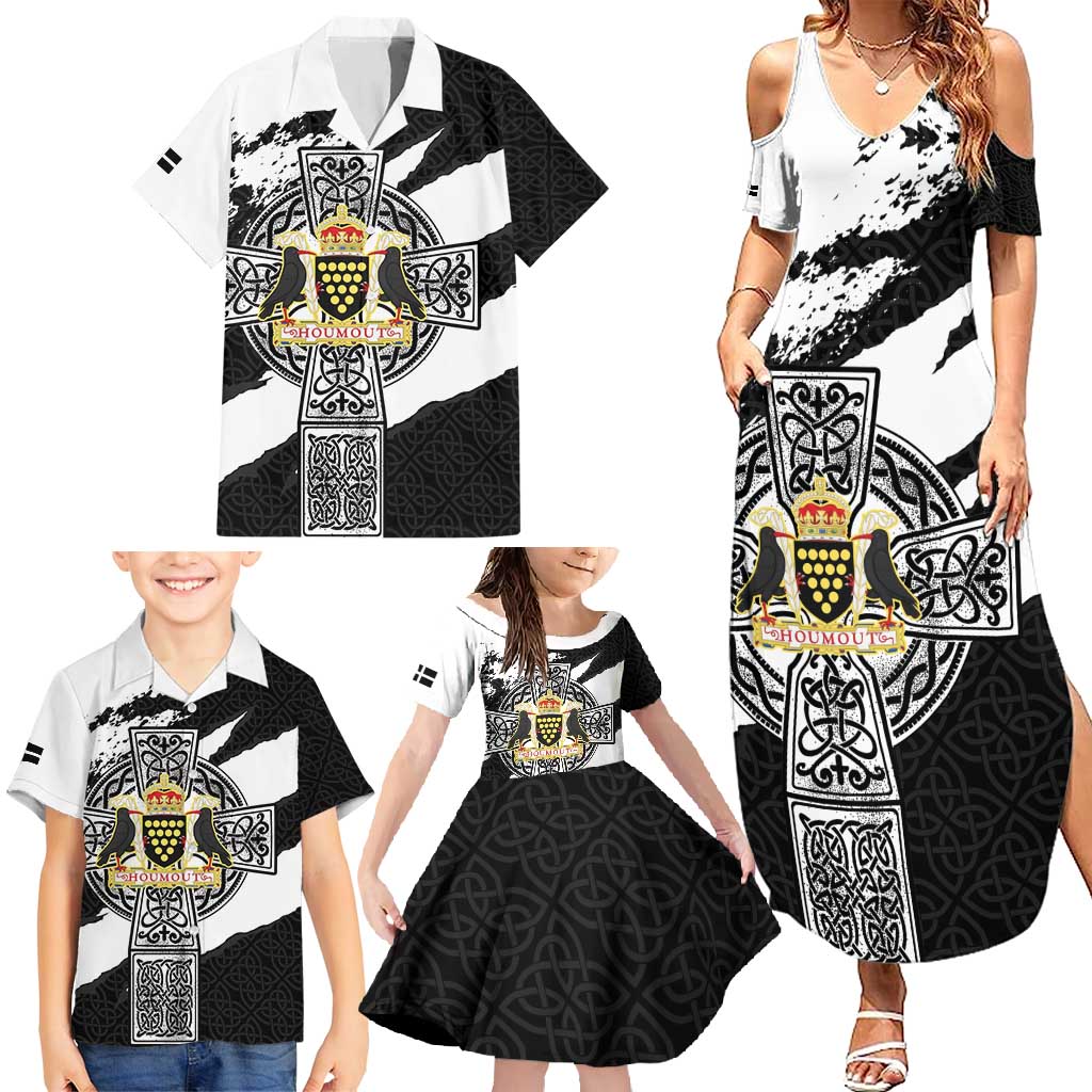 Cornwall Celtic Cross Family Matching Summer Maxi Dress and Hawaiian Shirt Coat Of Arms - Wonder Print Shop