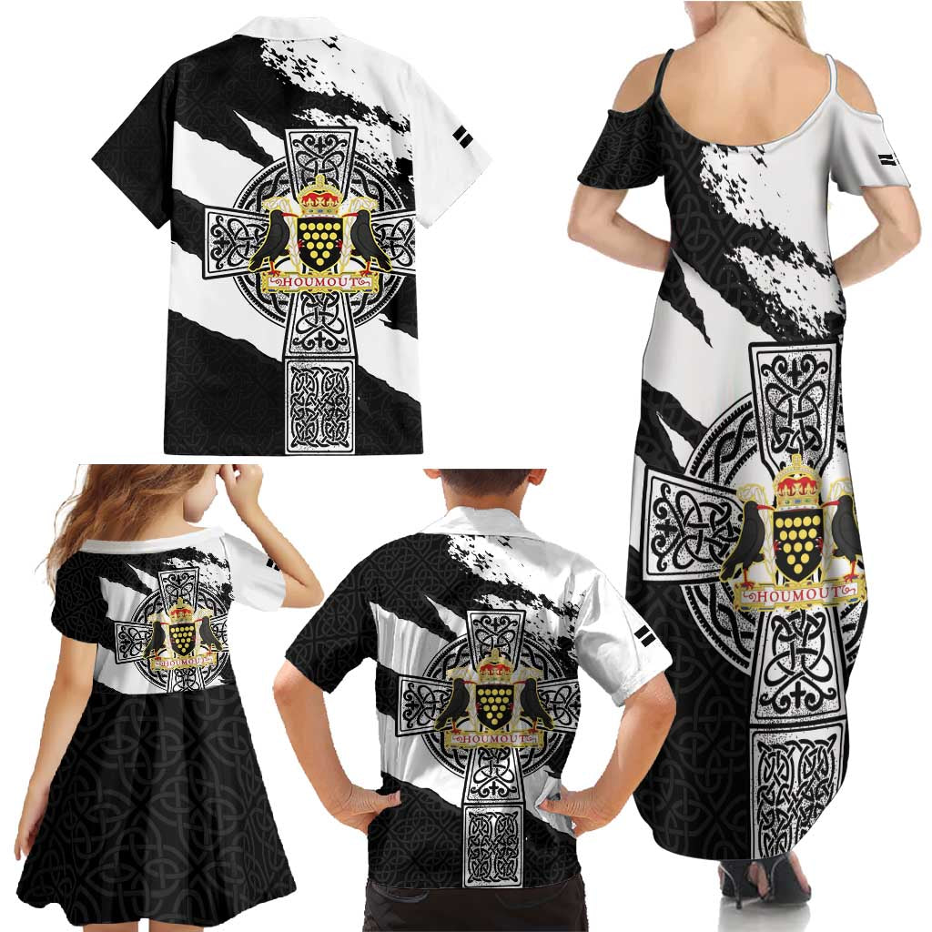 Cornwall Celtic Cross Family Matching Summer Maxi Dress and Hawaiian Shirt Coat Of Arms - Wonder Print Shop