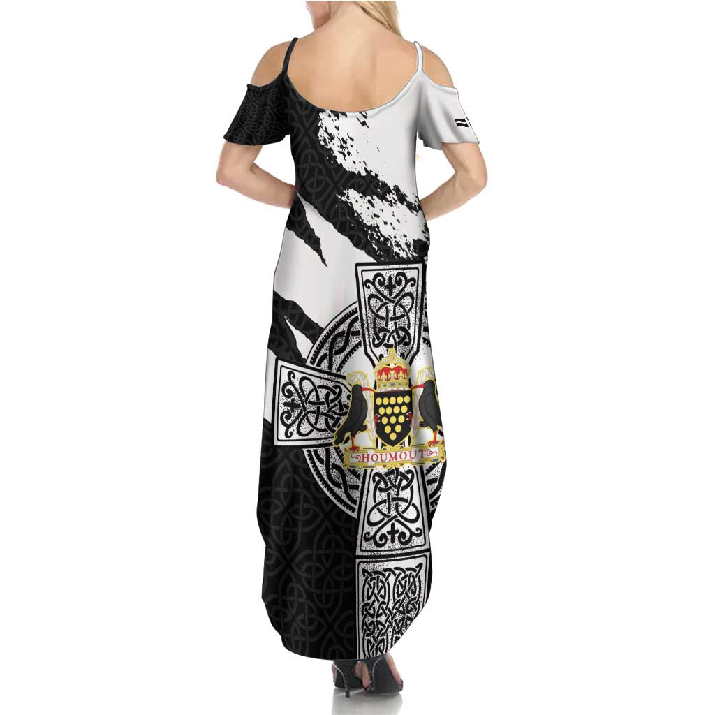 Cornwall Celtic Cross Family Matching Summer Maxi Dress and Hawaiian Shirt Coat Of Arms - Wonder Print Shop
