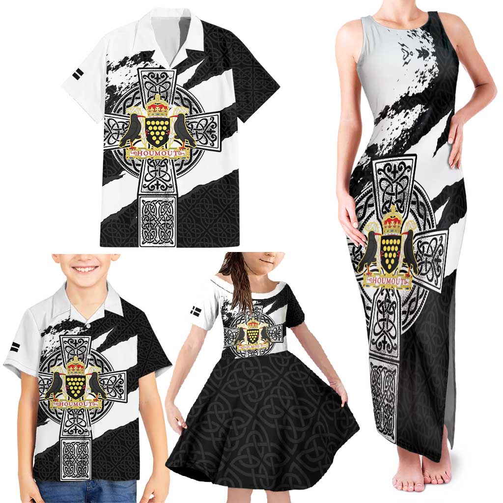Cornwall Celtic Cross Family Matching Tank Maxi Dress and Hawaiian Shirt Coat Of Arms - Wonder Print Shop