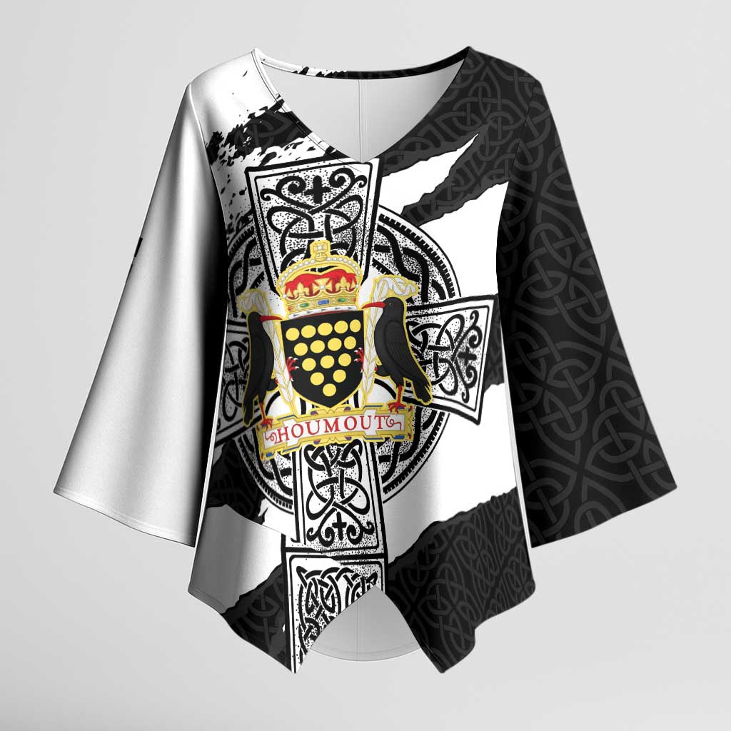 Cornwall Celtic Cross Kimono Sleeve Blouse Coat Of Arms - Wonder Print Shop