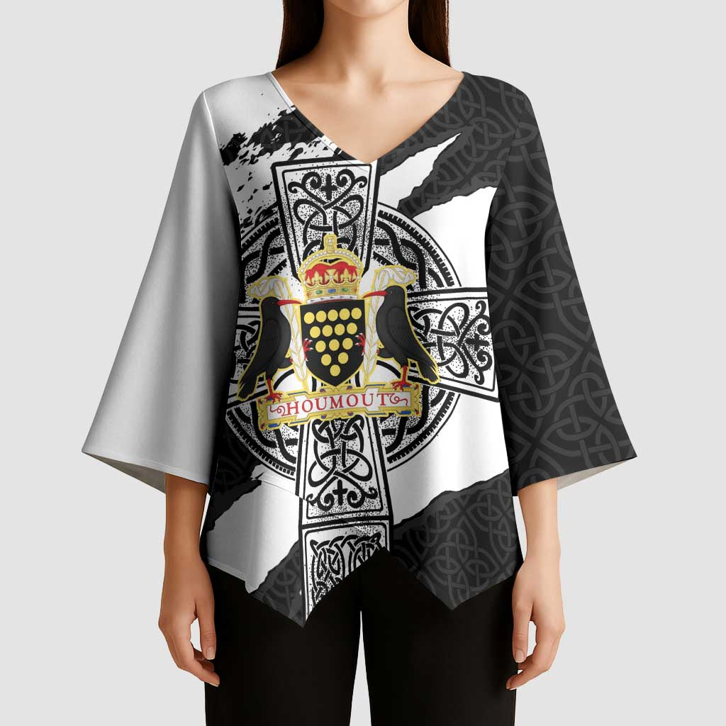 Cornwall Celtic Cross Kimono Sleeve Blouse Coat Of Arms - Wonder Print Shop