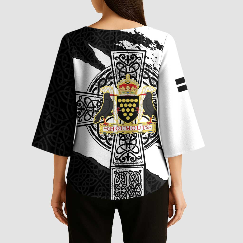 Cornwall Celtic Cross Kimono Sleeve Blouse Coat Of Arms - Wonder Print Shop