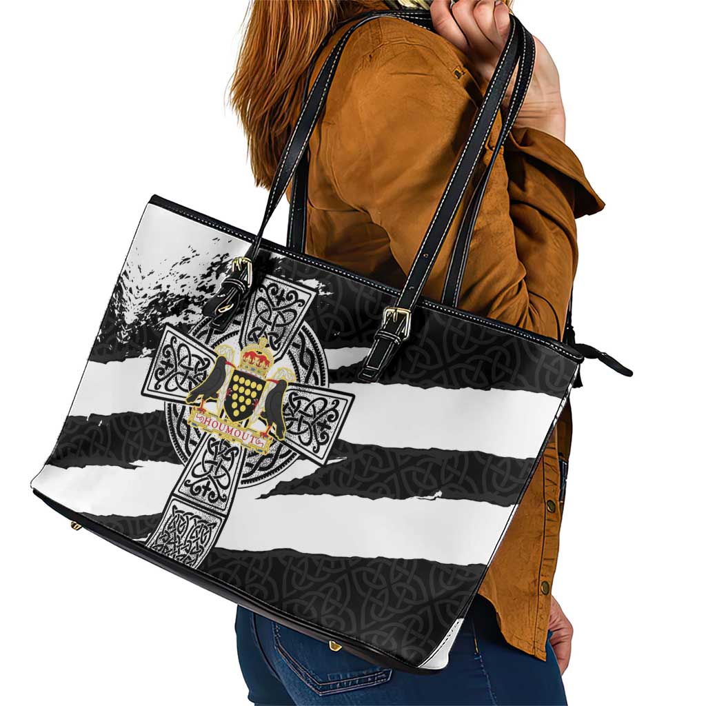 Cornwall Celtic Cross Leather Tote Bag Coat Of Arms - Wonder Print Shop