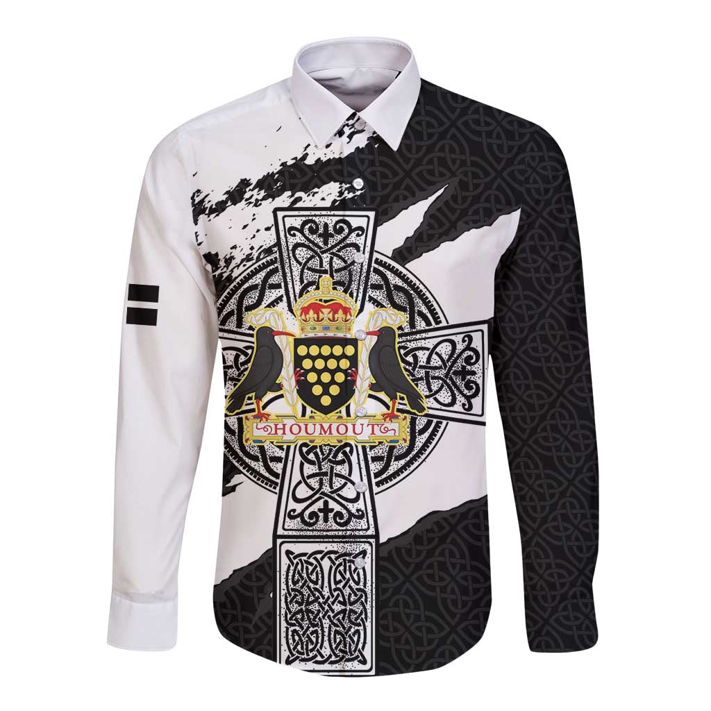 Cornwall Celtic Cross Long Sleeve Button Shirt Coat Of Arms - Wonder Print Shop