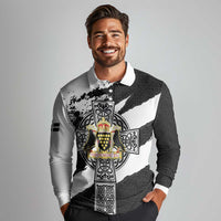 Cornwall Celtic Cross Long Sleeve Polo Shirt Coat Of Arms - Wonder Print Shop