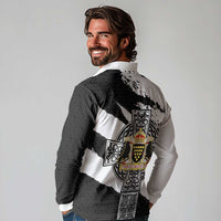 Cornwall Celtic Cross Long Sleeve Polo Shirt Coat Of Arms - Wonder Print Shop
