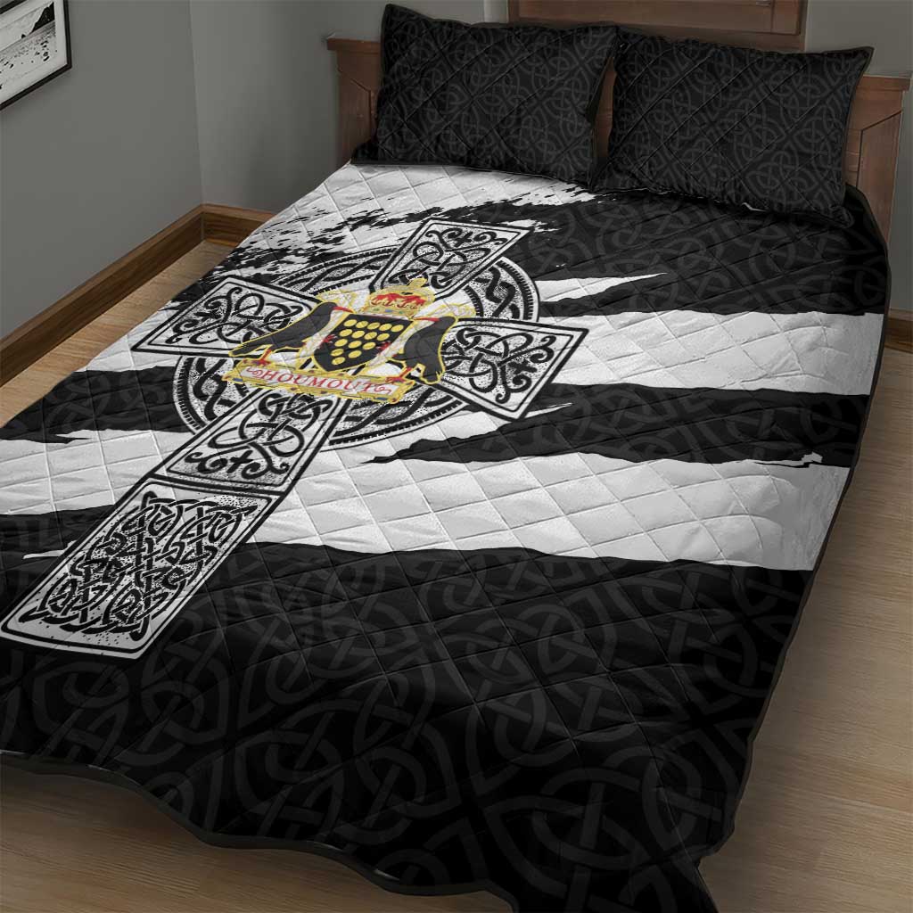 Cornwall Celtic Cross Quilt Bed Set Coat Of Arms - Wonder Print Shop
