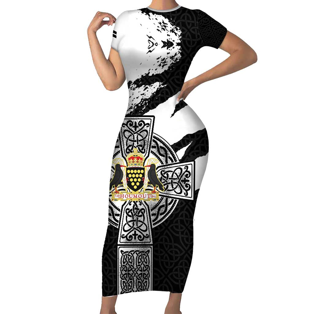 Cornwall Celtic Cross Short Sleeve Bodycon Dress Coat Of Arms - Wonder Print Shop