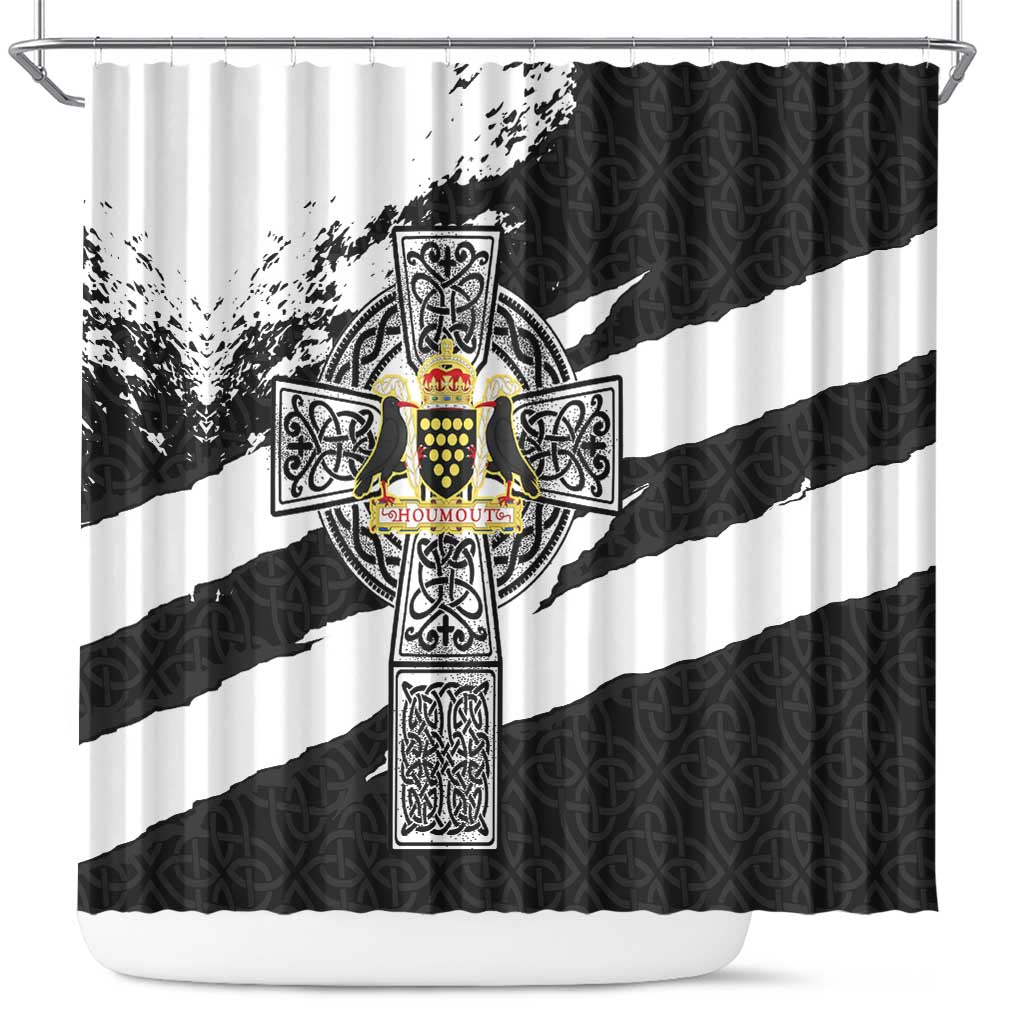 Cornwall Celtic Cross Shower Curtain Coat Of Arms - Wonder Print Shop