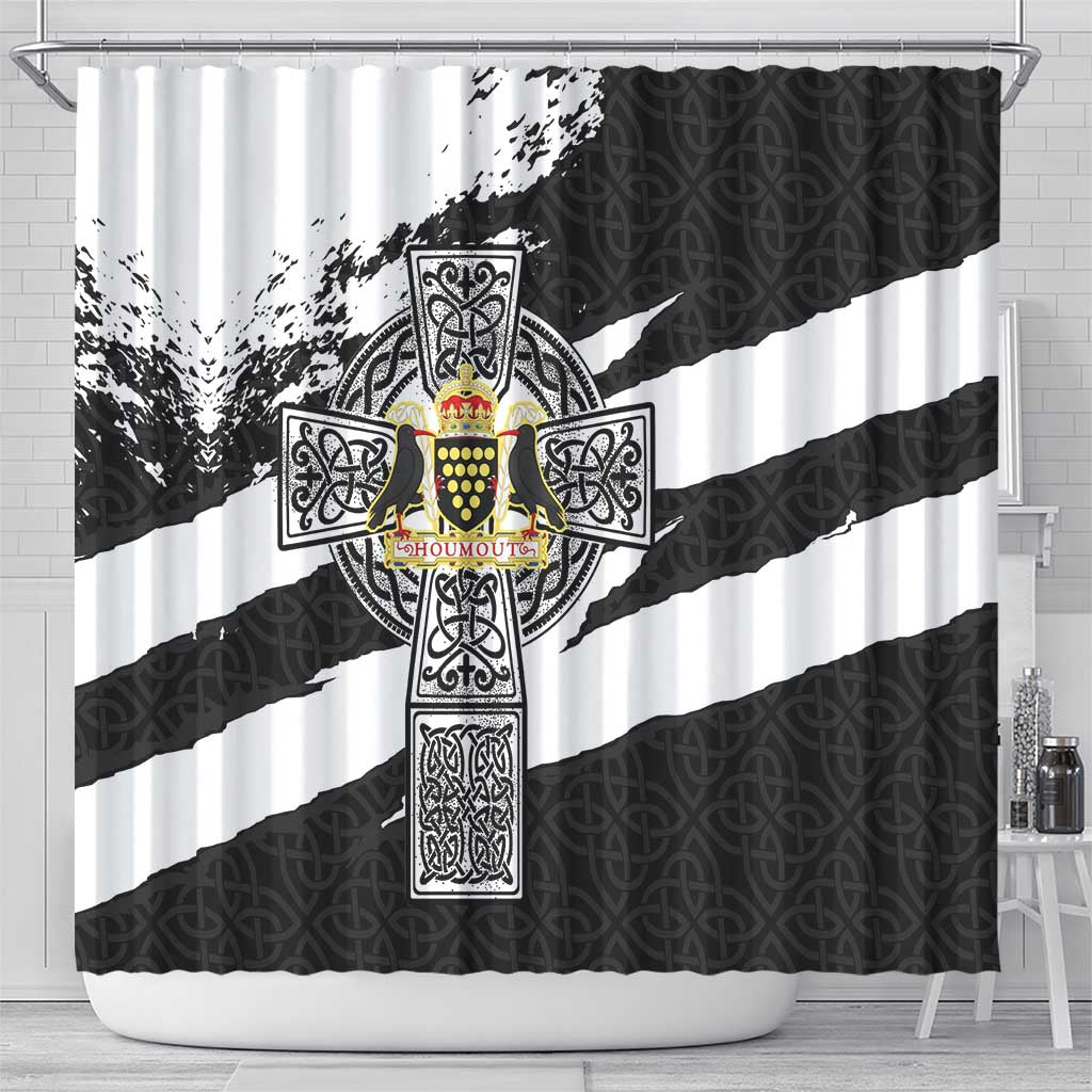Cornwall Celtic Cross Shower Curtain Coat Of Arms - Wonder Print Shop