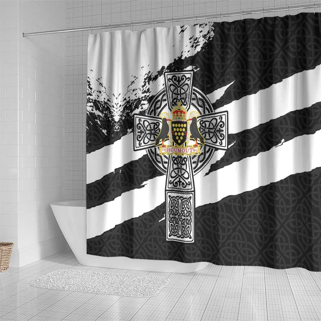Cornwall Celtic Cross Shower Curtain Coat Of Arms - Wonder Print Shop