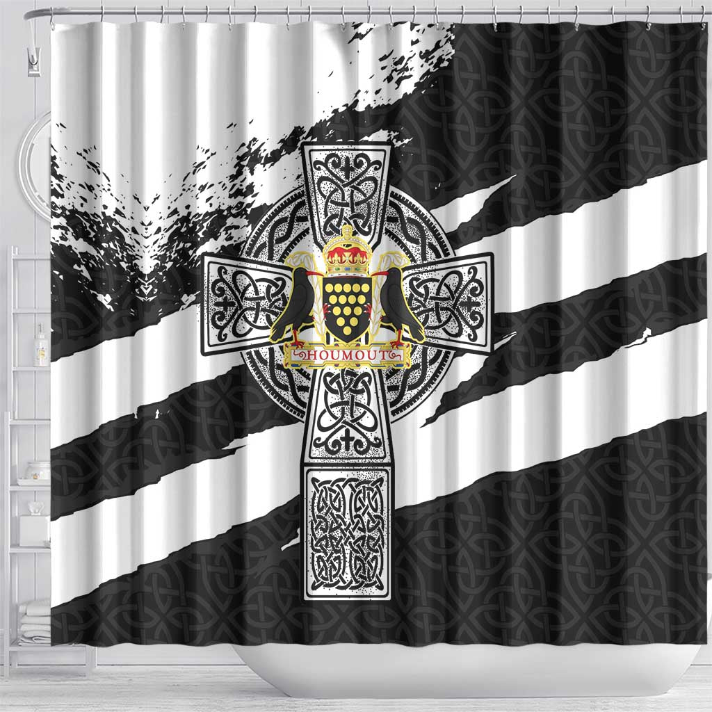Cornwall Celtic Cross Shower Curtain Coat Of Arms - Wonder Print Shop