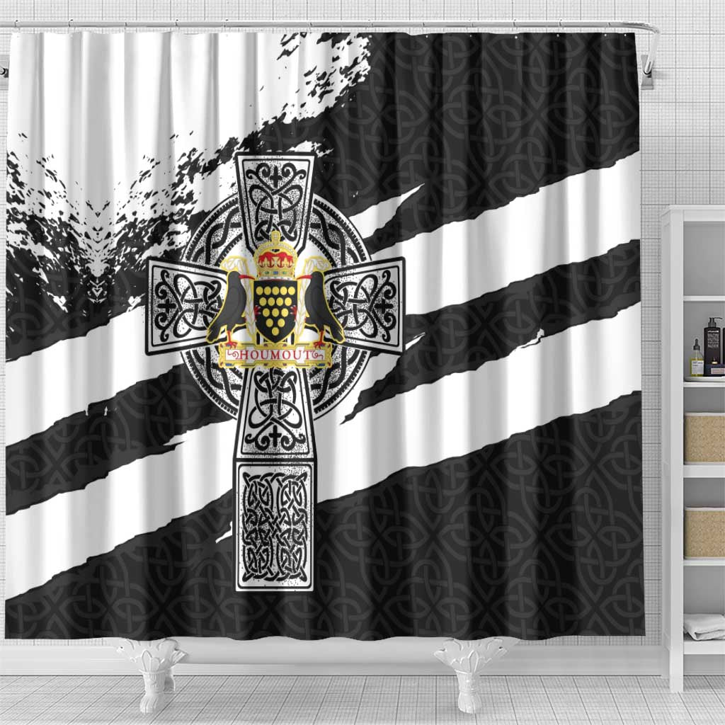 Cornwall Celtic Cross Shower Curtain Coat Of Arms - Wonder Print Shop