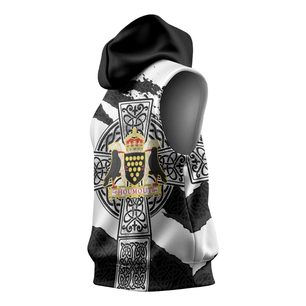 Cornwall Celtic Cross Sleeveless Hoodie Coat Of Arms - Wonder Print Shop