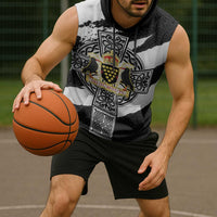 Cornwall Celtic Cross Sleeveless Hoodie Coat Of Arms - Wonder Print Shop