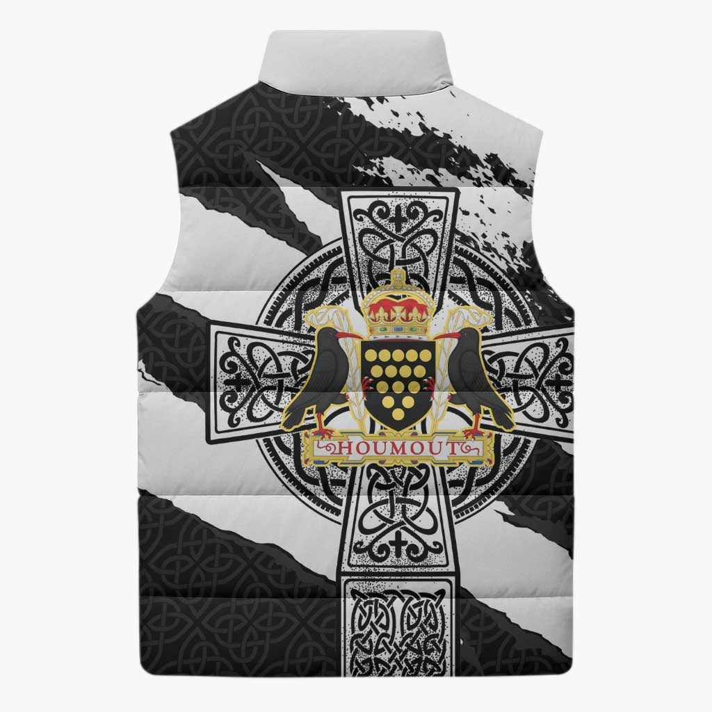 Cornwall Celtic Cross Sleeveless Puffer Jacket Coat Of Arms - Wonder Print Shop