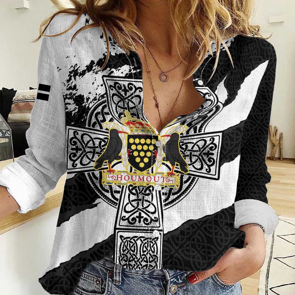 Cornwall Celtic Cross Women Casual Shirt Coat Of Arms - Wonder Print Shop