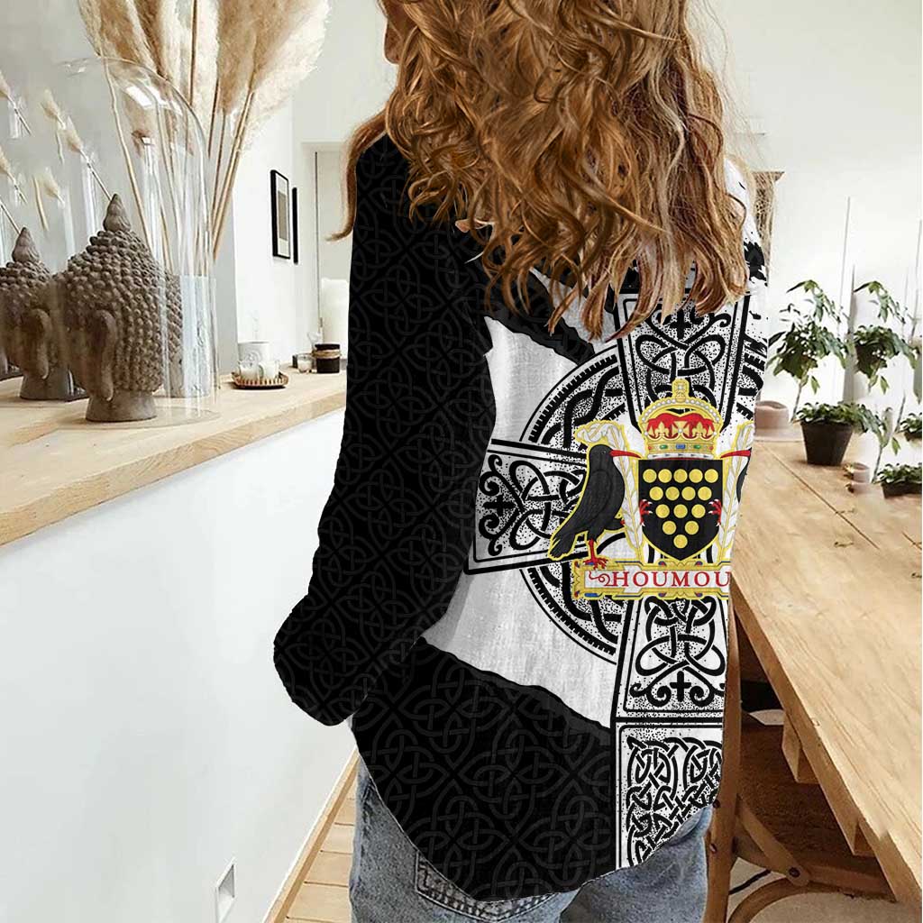 Cornwall Celtic Cross Women Casual Shirt Coat Of Arms - Wonder Print Shop