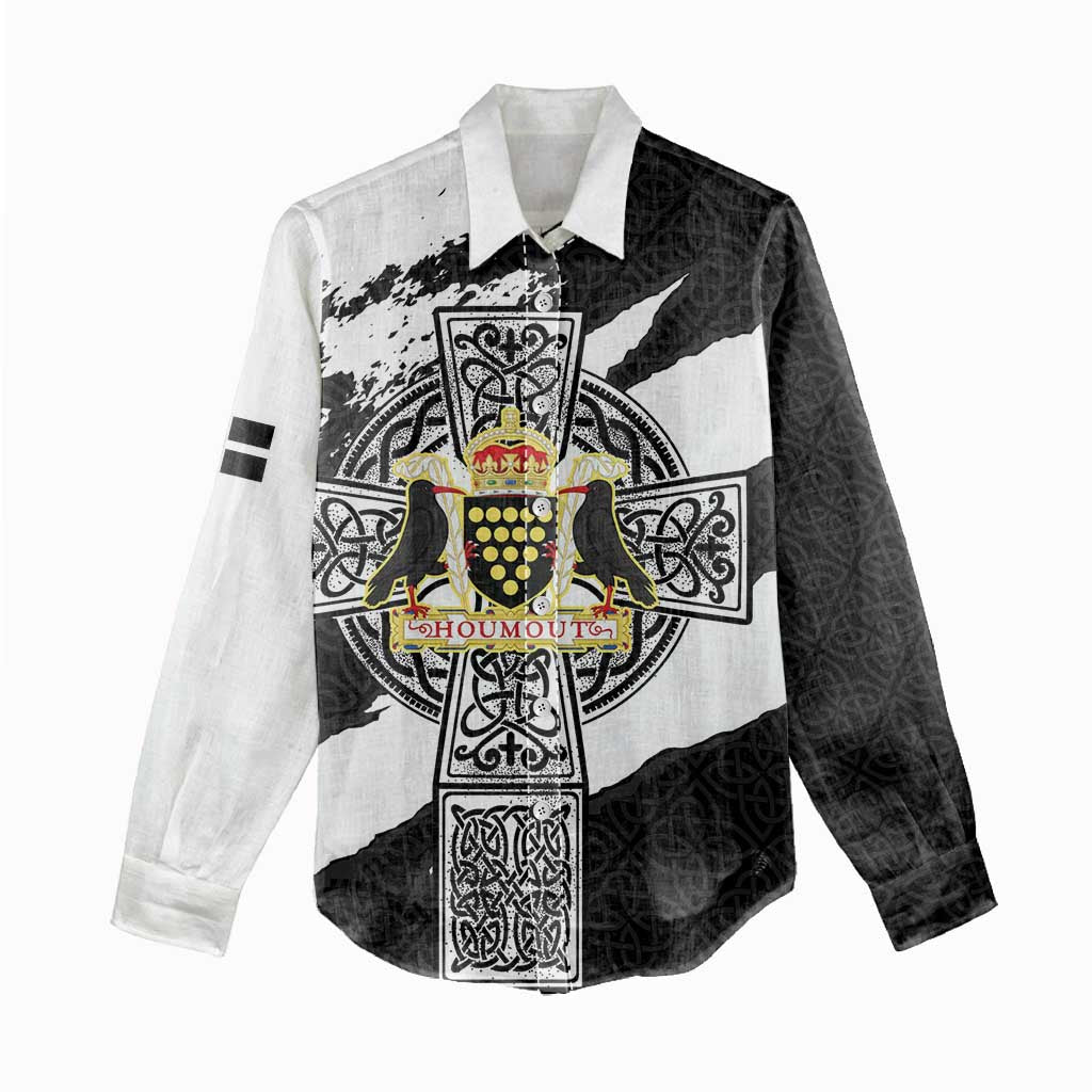 Cornwall Celtic Cross Women Casual Shirt Coat Of Arms - Wonder Print Shop