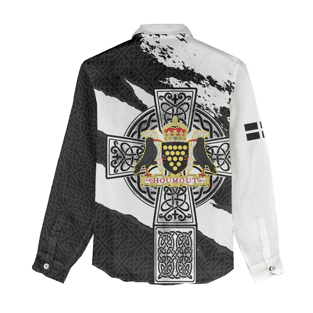 Cornwall Celtic Cross Women Casual Shirt Coat Of Arms - Wonder Print Shop