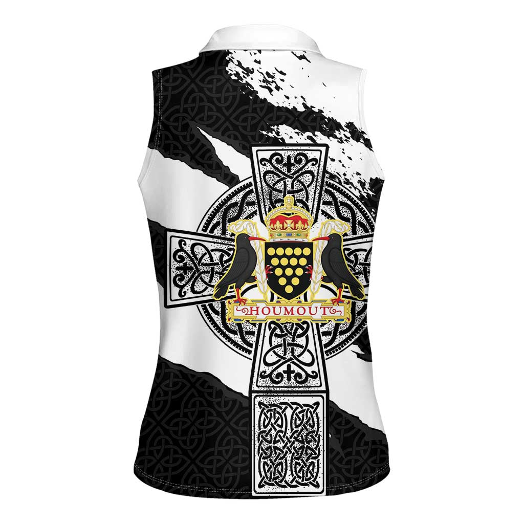 Cornwall Celtic Cross Women Sleeveless Polo Shirt Coat Of Arms - Wonder Print Shop