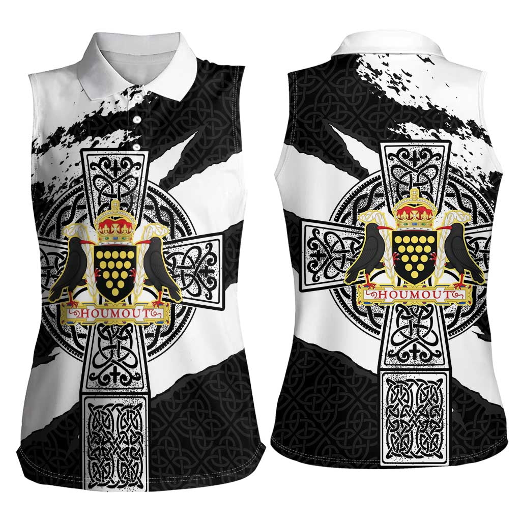 Cornwall Celtic Cross Women Sleeveless Polo Shirt Coat Of Arms - Wonder Print Shop