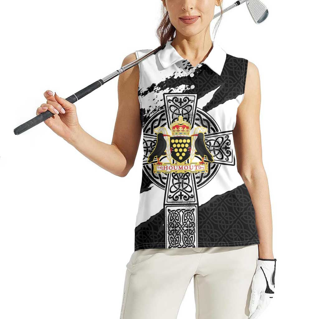 Cornwall Celtic Cross Women Sleeveless Polo Shirt Coat Of Arms - Wonder Print Shop